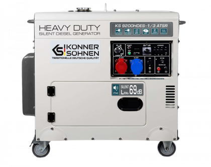 Generador diésel Konner & Sohnen KS 9200HDES-1/3 ATSR Silencioso, 7,5kW, insonorizado, Diésel Euro 5, monofásico/trifásico, 18CV