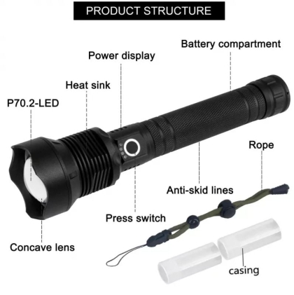 Grande lampe de poche T9 X92-P70 avec LED P50 puissante