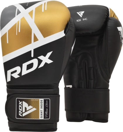 RDX F7 Ego 8oz черни златисти кожени боксови ръкавици X