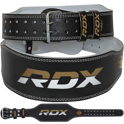 RDX Cintura per sollevamento pesi piccola in pelle nera da 6 pollici
