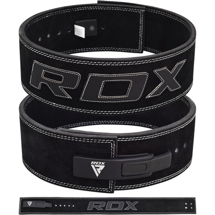 RDX 10 mm-es közepes fekete bőr erőemelő öv