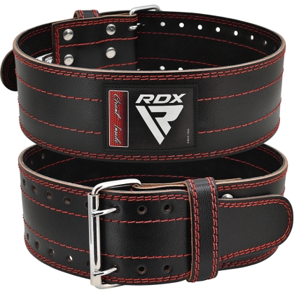 Кожаный спортивный пояс для пауэрлифтинга RDX D1 — красный-L