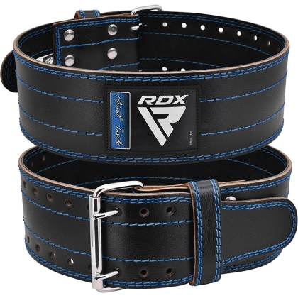 Шкіряний тренажерний пояс RDX D1 для пауерліфтингу - синій-L
