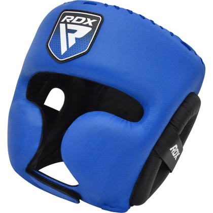 Боксерский головной убор RDX APEX с защитой щек, синий, средний размер
