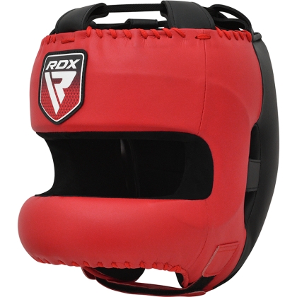 Боксёрский головной убор RDX APEX с защитной планкой для носа, красный, средний
