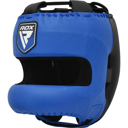 Боксёрский головной убор RDX APEX с защитной планкой для носа, синий, большой