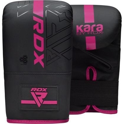 Rękawiczki do torby treningowej RDX F6 KARA 4 uncje, czarno-różowe