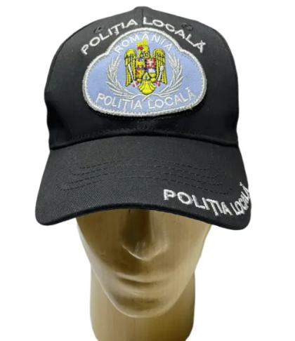 LOCAL POLICE CAP, FULL, BLACK, WITH EMBLEM, MP2