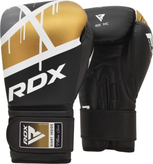 RDX F7 Ego 8oz Black Golden Leather X Boxing Gloves