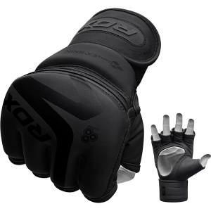 Большие черные кожаные перчатки RDX F15 Noir X MMA