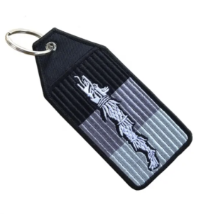 DACIC WOLF STRIPES EMBROIDERED KEYCHAIN GRAY BLACK OUTLINE