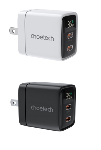 Choetech NexGen PD35W GAN Dual type-C מטען קיר לתצוגה