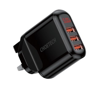 3-Port-USB-Wandladegerät mit Digitalanzeige