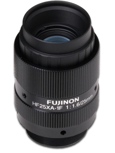 Fujinon HF25XA-1F 2/3" 25mm F1.6/F4.6/F9.2 Fixed Iris & Focus C-Mount עדשת, סוג קשוח, גודל קומפקטי, 5 מגה פיקסל