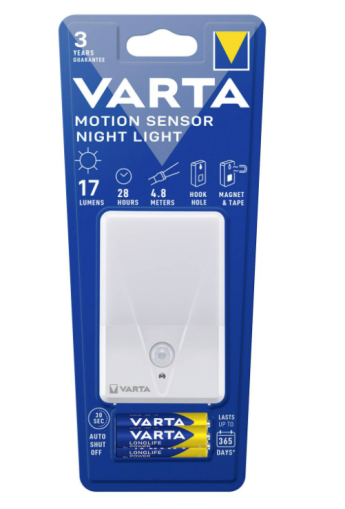 Varta Motion Sensor Night Light 16624101421 Lampka nocna (+ czujnik ruchu) LED w zestawie 3 baterie AAA