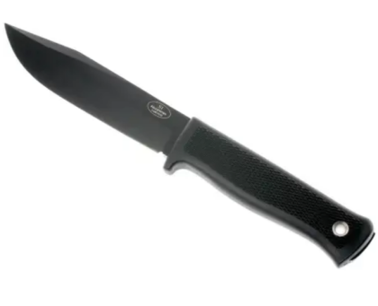 Fällkniven S1 Messer mit Lederscheide, schwarze Klinge