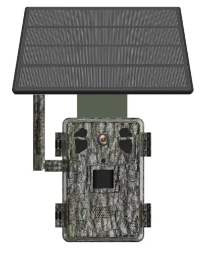 CÁMARA EXTERIOR CON PANEL SOLAR PARA VIGILANCIA ANIMAL, CAMUFLAJE