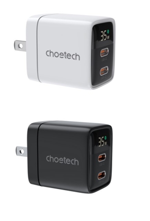 Choetech NexGen PD35W GAN Podwójna ładowarka ścienna z wyświetlaczem typu C