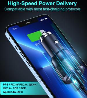 63W Dual USB-C 45w+ USB-A 18w Fast Car Charger