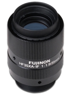 Obiettivo Fujinon HF35XA-1F 2/3" 35mm F1.9/F5.2/F10.4 con iride e messa a fuoco fissi, attacco C, tipo robusto, dimensioni compatte, 5 megapixel