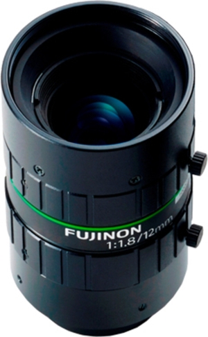 Объектив Fujinon HF1218-12M 2/3" 12 мм F1.8 с ручным управлением диафрагмой и креплением C-Mount, защитой от вибраций и ударов, 12 мегапикселей